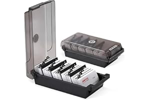 Lunriwis Visitenkarten box Hält 500 Karten,Groß Visitenkartenbox Transparent,Business Card Box mit 4 Teilerplatinen und A-Z-Index-Registerkarten,visitenkarten aufbewahrung box