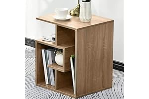 BAKAJI Libreria Bassa Scaffale 4 Ripiani in Legno MDF Tavolino Caffè Laterale Divano Design Moderno Arredamento per Soggiorno Salotto Casa o Ufficio Dimensione 45 x 40 x 55 cm (Quercia)