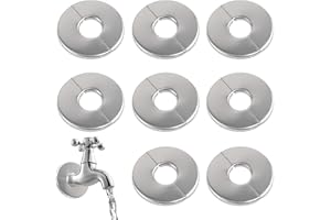 AETHERAURORA 8 Pezzi Rosetta Acciaio Inox, 28mm Argento Rosetta per Rubinetto Copri Tubo, Autoadesiva Rosette per Tubi Termosifoni per Rubinetti, Tubi, Tubi Termici, Anti-Ruggine e Durevole, Protezione per Tubi