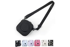 HIYQIN Twarde etui do przechowywania aparatu EVA kompatybilne z Fujifilm Instax Mini 12/11/9/8//7+/90/99/40, etui do przenoszenia aparatu błyskawicznego z paskiem na ramię, klasyczna czerń, Instant
