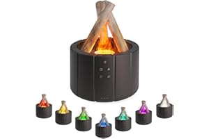 Ankrs Falò Diffusore di Oli Essenziali, con Effetto Fiamma, 280ml Umidificatore d'Aria, Luminosità Regolabile, 3 Timer, Silenzioso Bruciatori per Oli Essenziali (Nero)