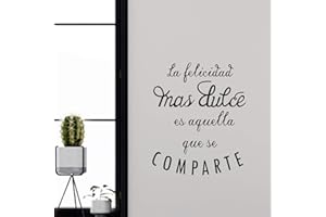 NACNIC Pegatina de pared wall decor LA FELICIDAD MAS DULCE ES AQUELLA QUE SE COMPARTE. Vinilo decorativo es español. Pegatina decorativa Decoración Salón Hogar Oficina Tiendas Habitacion.