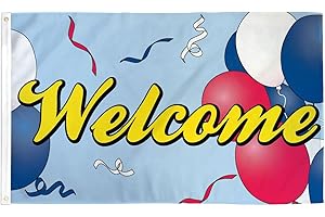 AZ FLAG - Welcome With Balloons Flag - 3x5 Ft - 100D Polyester Welcoming Banner with Two Metal Grommets - Fade Resistant - Vivid Colors - 3' x 5' Feet - 150x90 Cm