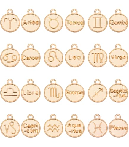 12 Ciondoli Segni Zodiacali In Acciaio Inossidabile - Charms Piatti Rotondi Per Creazione Gioielli Fai Da Te - 4