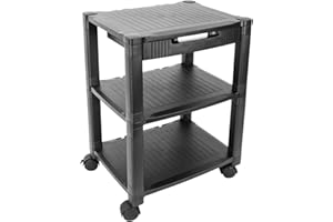 PrimeMatik - Mesa Auxiliar 3 Niveles para Impresora con Ruedas y cajón