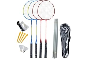 Goodtimera Badminton Set Complet Badminton Professionnelle Badminton Légère Set pour L'entraînement, Le Sport Et Le Divertissement avec Sac Raquette