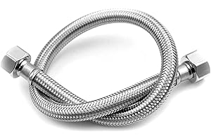 LITEET 1PCS Flexible Pipes for Bathroom/Kitchen/Toilet Taps British Standard Pipe 1/2" x 1/2" BSP Fitting 500mm