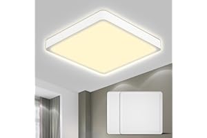LQWELL® Plafonnier LED, IP44 Lampe de Salle de Bain Étanche Carré Plat 18W 3000K 1600LM Lampe Simple Moderne Mince pour Salon Salle de Bain Chambre Cuisine Couloir Sous-Sol Bureau, 220 * 24mm