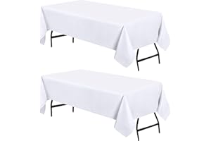 Utopia Kitchen Mantel de Poliéster 150 x 300 cm (Pack de 2, Blanco) Cubierta de Mesa Lavable a Máquina Ideal para Fiestas, Eventos, Bodas y Restaurantes (55 x 118 Pulgadas)