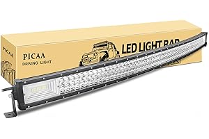 PICAA Led Barre Lumineuse Triple Rangée 7D Incurvé 50 pouces 125cm 648W Rampe a led barre de led Combo Faisceau de Spot D'inondation 12V 24V hors route Voiture Véhicules 4x4 SUV ATV Camion Tracteur