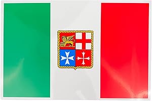 GATE 14 GATE14® Bandiera Italiana Adesiva con Stemma Marina Mercantile in PVC Lucido