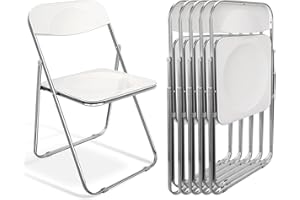 ANVOFONG Set di 6 Sedie PieghevoliCon Struttura in Metallo,Sedia Pieghevole in Materiale PP,Sedie Pieghevoli per ospiti ed eventi,bianco