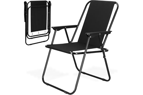 Chaise de Camping Pliable avec accoudoirs – Fauteuil de Jardin extérieur, Chaise Longue Confortable pour Camping, Plage, et activités de Plein air