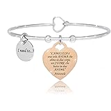 SAGA GIOIELLI® BRACCIALE RIGIDO DONNA FRASI PENSIERI PAROLE EMOZIONALE INCISIONE ACCIAIO CUORE ROSE' (L'amicizia è una sola a