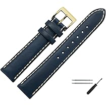 MARBURGER Uhrenarmband 18mm Leder Blau - Mit Montage Werkzeug Set