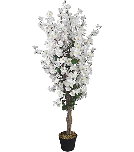 Albero Di Camelia Artificiale Fopamtri 120cm Con Vaso - Pianta Finta Interni Con 30 Fiori Rosa