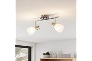 Depuley Reflektor sufitowy LED, 2-punktowy, wychylny, E14, lampa sufitowa, ciepła biel (żarówka nie wchodzi w zakres dostawy), szklany klosz, 3000 K, 2 x 5 W, oprawa do obrazów, korytarza