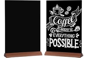 ‎GUOKOFF GUOKOFF A4 Aufsteller Kreidetafel, 2 Stück Acryl Kreidetafel mit Ständer, Doppelseitige Tafel Menü-Kreidetafels, Tafel Holzsockel zum Beschriften für Hochzeit Geburtstag Café