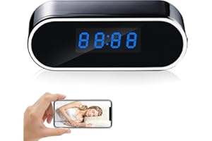 SQINGG Camera Espion 1080P Mini Camera Surveillance WiFi -Interieur 150° HorlogeCaméra Cachée Espion a Distance Discrete Supportant la Vision Nocturne et la Détection de Mouvement