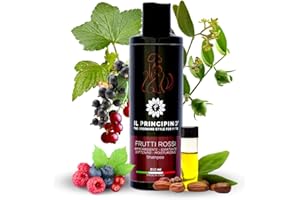 IL PRINCIPINO Shampo Cane Jojoba Frutti Rossi Concentrato Anallergico-pelo morbido e luminoso, shampoo nutriente delicato, shampoo ideale per cani pelo corto e pelo lungo 250ml (fragranza Frutti Rossi)