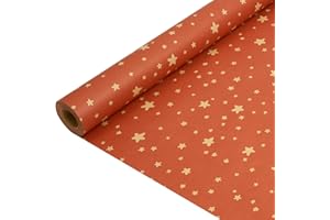 BIULDPY Rollo de Papel Kraft para Regalos: Papel de Regalo Navideño Naranja Reciclable para Navidad, Cumpleaños, Bodas y Día de Acción de Gracias - 43 cm x 15 m