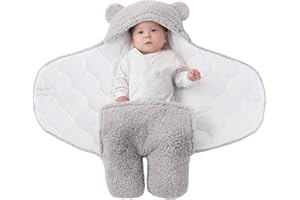 TURMIN Couverture D'Emmaillotage pour Bébé Unisexe, 2.0 Tog Sac de Couchage Nid d'ange Puériculture, Gigoteuse Emmaillotage à Capuche Naissance-Gris-S(1-3 Mois-a)