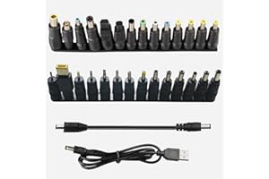 GTIWUNG 28 Pièces Adaptateur d'alimentation DC 5,5 x 2,1 mm Connecteur Universel CC Plugs Femelle à Mâle Adaptateur, Barrel Jack Connecteur, avec 1 Pièce Câble DC à DC 20CM et 1 Pièce USB à DC 1M