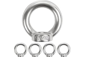 5 Stück Ringmutter M4, Leryati 304 Edelstahl Gewinde Ösenmutter, Ringösen Augenmuttern Ringmuttern, Ringschrauben for Befestigen Sie hängende Ornamente, Blumentöpfe, Schaukelständer usw.