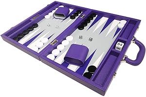 SILVERMAN & CO. 16-inch Premium Backgammon Set - Medium Size - Purple Board