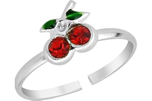 AERAVIDA Sublime Cherry Inlaid Red Cubic Zirconia .925 Sterling Silver Toe or Pinky Ring
