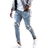 Uomo Jeans A Vita Alta Slim Fit Pantaloni con Elastico alla Caviglia :  Amazon.it: Abbigliamento