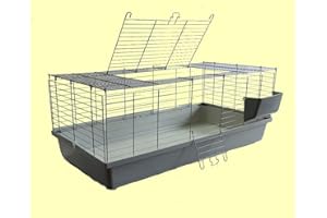 XXL-HEIMTIERCENTER 1,20 m Neues Modell Hasenkäfig Nagerkäfig Kaninchenkäfig Käfig Stall Meerschweinchen grau