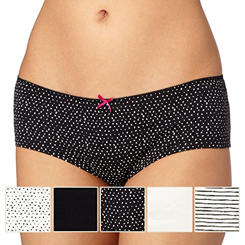 Debenhams Womens Pack Of Five Black Spot And Stripe Shorts 14
