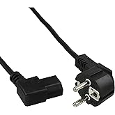 InLine® protective ground contact angled for cold-device plug C13 network cable (1 m) black
