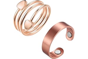 MagEnergy 2PCS Copper Ring for Women,Pure Copper Magnetic Rings,Adjustable Thumb Fingers Ring with Jewelry Gift Box