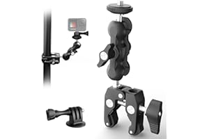 NearStream Kit de Abrazadera de Montaje para cámara, Cabezal de Bola Magic Arm con Abrazadera, Super Clamp con Rosca Antideslizante para Monitor/luz/cámara, para Gopro, Insta360