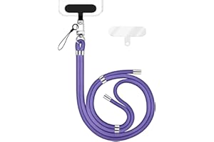 NALIA HoldMe Universal Handykette für Smartphone & Handyhüllen, Nylon-Seil Verstellbar & Abnehmbar, Umhänge-Band, Handyband, Lanyard mit Karabiner (silber) & 2 Patches, Farbe:Blau Lila
