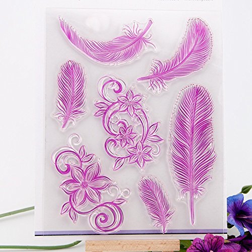 fomccu Silikon Federn Muster Stempel für DIY Craft Scrapbooking Dekorieren 1 Set - 6