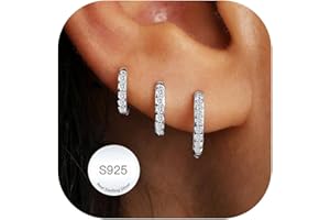 AVOTTO 3 Paar Ohrringe Silber 925 Set für Damen Hypoallergen 14K Gold Ohrring Stacks Silber Ohrringes Huggie Hoops Ohrringe für mehrere Piercings