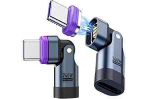 LYAI 2 Pcs 240W USB C Universal Magnetic Adapter 16PIN 180 Rotation Magnetic USB C Adapter 48V/5A Fast Charging Data Transfer for MacBook iPhone 15/16 Samsung Galaxy Laptops & Type C Devices