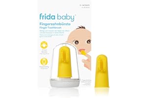 ‎FRIDA BABY Frida Baby SmileFrida Fingerzahnbürste ab 3 Monaten | Dreiseitige Silikon-Zahnbürste mit weichen Borsten | Massiert Zahnfleisch | BPA-frei | Inkl. Aufbewahrungsbox | Für zahnende Babys