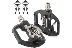 TRANSPLANT MTB Pedals Clipless Flat Dual Platform with Cleats - Compatible with Shimano Clipless Bike Pedals, 3 Sealed Bearing Lightweight Nylon Fiber Bicycle Pedal for Gravel BMX City Bike 9/16"