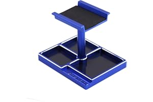 Levigo Plataforma de reparación de montaje de rotación de aleación de aluminio para coche RC compatible con 1/18 1/24 TRX4M SCX24 fcx24, herramientas de reparación de coche RC soporte de trabajo, azul