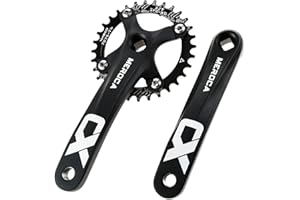SURIEEN Black Square Crankset with Chainring Single Speed Crankset MTB Crank for Mountain Bike, Road bike, Folding bike