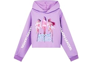 YiJee Sudaderas con Capucha KPOP Huntrix para Niñas – Hoodie Y2K Streetwear Anime Estampado, Crop Top, Ropa Casual para Niños y Adolescentes 2-16 Años