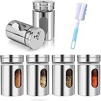 ABOOFAN Set Di 3 Contenitori Per Spezie In Vetro E Acciaio Inox Oro - Saliera E Pepe Da 15ml - 2
