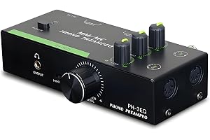 Fafeicy Professionell MM MC Phono-förförstärkare med Justerbar EQ 5-pins XLR-ingång och Utgång för Skivspelare, Stereofonogra