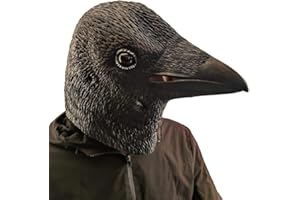 PARTYHOP PartyCostume Máscara de Cuervo Pájaro Negro Máscaras de Cabeza de Animal de Látex Realistas Para Halloween Desfile de Carnaval Fiesta de Disfraces