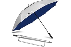 ZOMAKE UV Parapluie de Golf 50 Pouces - M Grand Parapluie Soleil UPF 50+ UV,Double Canopée Ombrelle Solide anti Tempete,Automatique Grande Parapluie pour Femme Homme(Argent Bleu Marine)