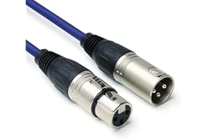 keepdrum Cable DMX de 15 m, color azul, 3 pines, XLR, 100 ohmios, 15 m